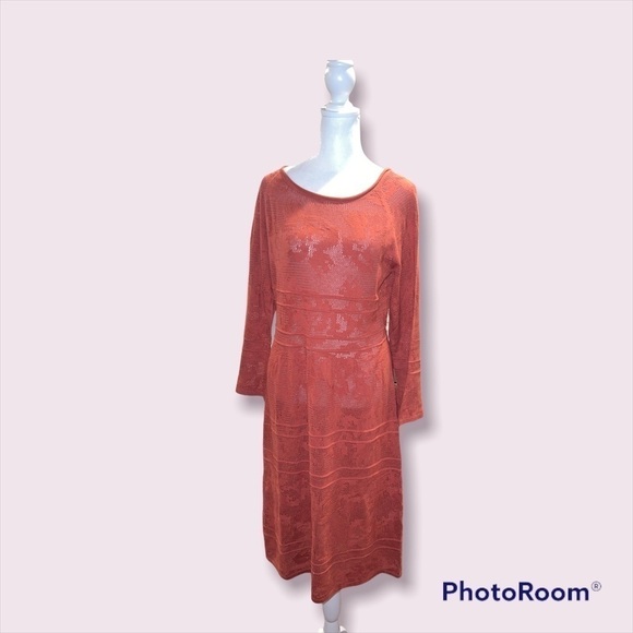 Sundance Dresses & Skirts - Sundance Burnt Orange Knit Dress Overlay Size Medium